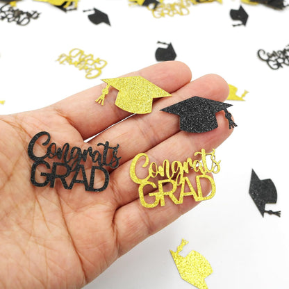 200PC Gold Graduation Confetti Class of 2026 Congrats Grad Confetti for Table Grad Cap Scatters for Graduation party decorations 2026