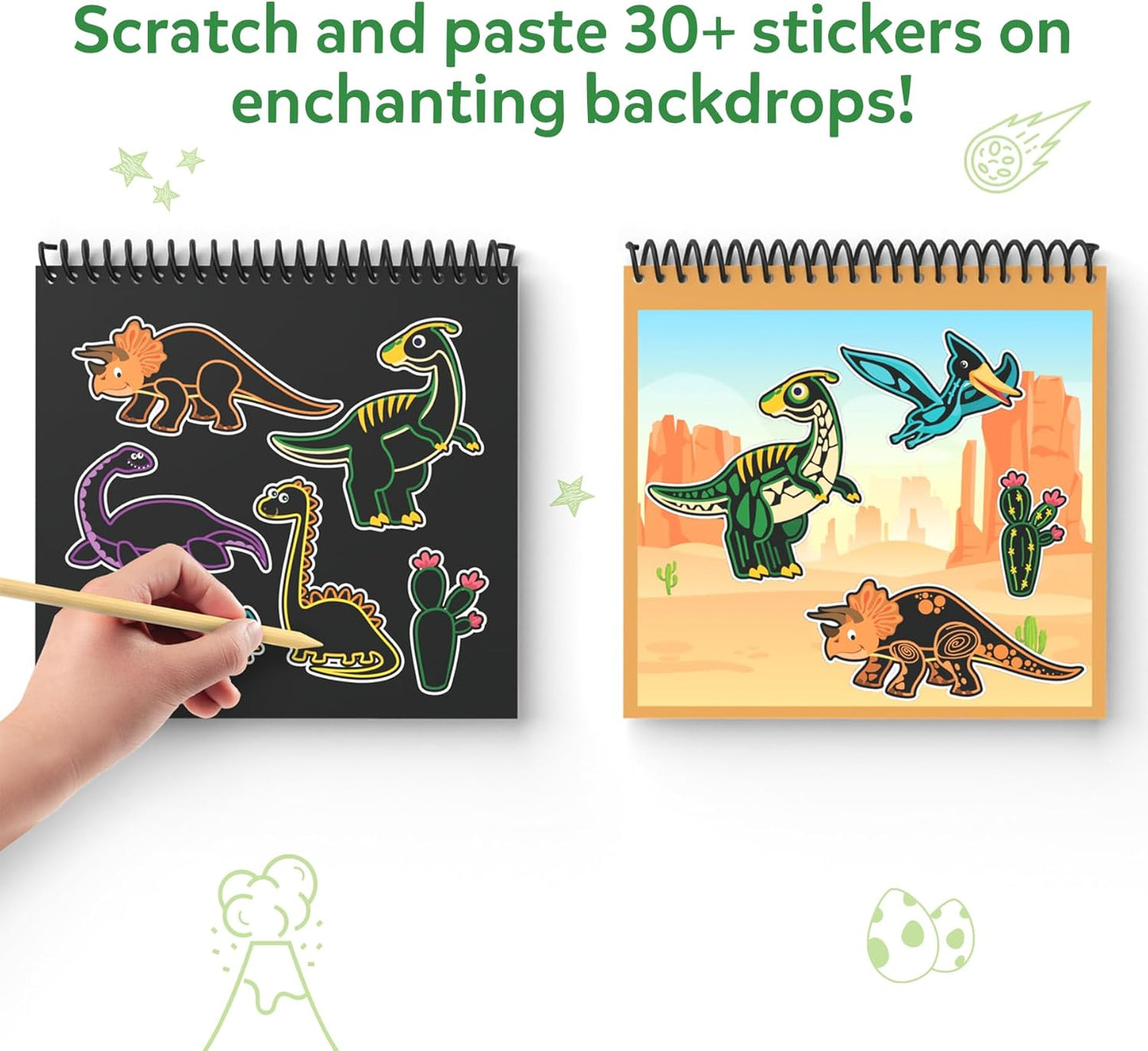 Skillmatics Scratch Art Book for Kids - Unicorns & Princesses, Craft Kits & Supplies, 30+ Scratch Stickers, Travel Toys, DIY Kit, Gifts for Girls & Boys Ages 3, 4, 5, 6, 7, 8