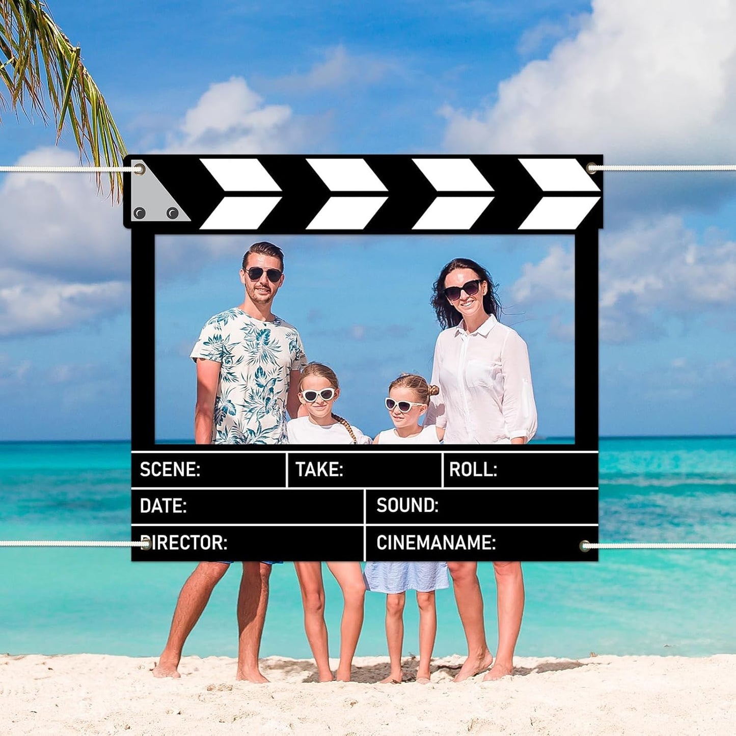 Fabric Movie Night Large Photo Booth Props 39 x 59 Inch Movie Theater Picture Selfie Frame Cinema Photo Frame Background Banner Backdrop for Family Holiday Birthday Baby Shower Party Supplies