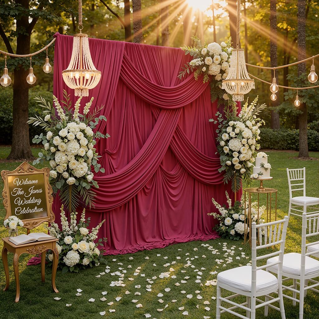 10ftx10ft Black Backdrop Curtains for Weddings Parties, Wrinkle Free 2 Panels Silky Polyester Photo Backdrop Drapes Back Drop Cloth Drapery for Birthday Mother'sDay Photography Background