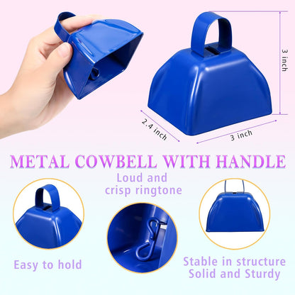 24 Pcs Hand Clappers and Metal Cowbells Noise Makers Cheering Clappers Cow Bells Handle Cheers Dance Basketball Football Noise Makers Sporting Events Graduation School Sports Party (Purple)