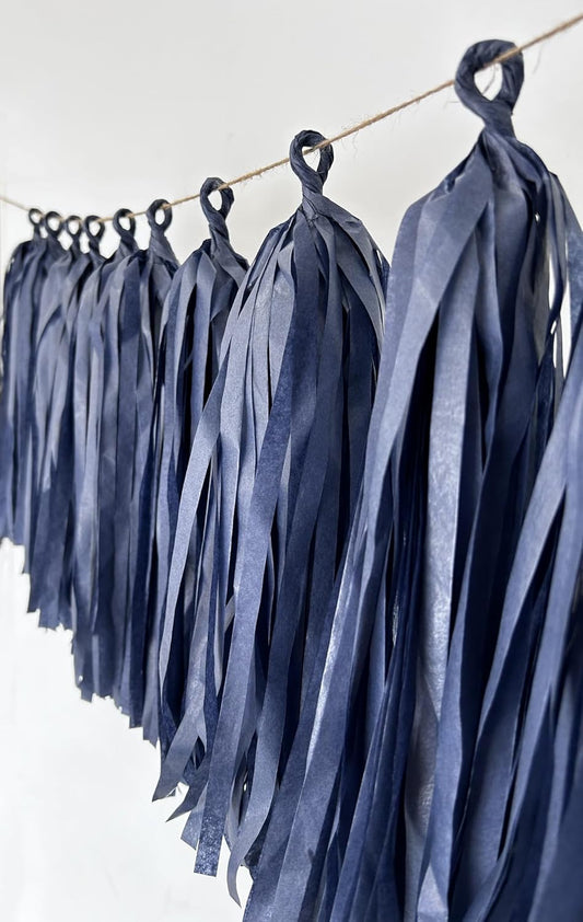 Navy Blue Tassel Garland Banner Tissue Paper Tassels for Baby Shower Bachelorette Holiday Celebration Party Decorations