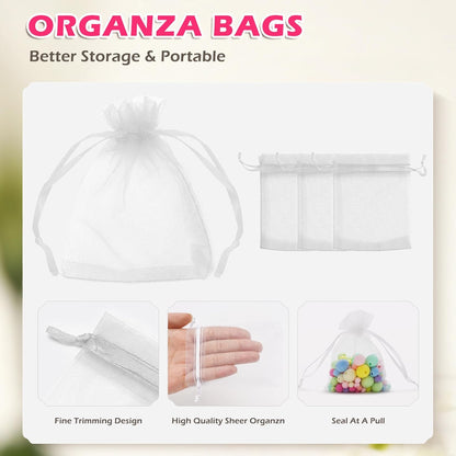 ANZNKU 50PCS White Organza Bags 3x4, Small Gift Bags Bulk for Sachet Jewelry Candy Treat, Mini Mesh Bag Drawstring for Wedding Bridal & Baby Shower, Party Favor Bag for Easter Mothers Day Birthday
