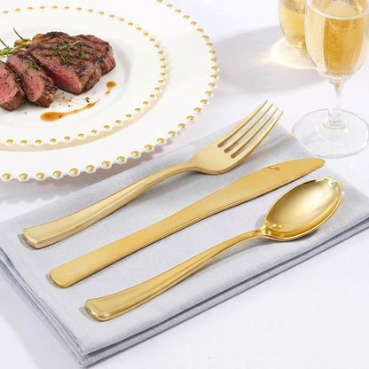 Supernal 360pcs Silver Plastic Cutlery,Elegant Plastic Silverware,Silver Hammed Silverware,Disposable Flatware,Include 120 Forks,120 Knvies,120 Spoons,Perfect for Birthday,Party,Wedding