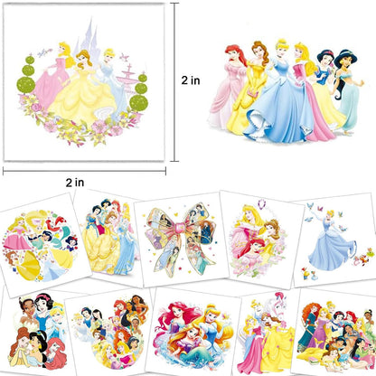 60 Pcs Princess Temporary Tattoos Birthday Themed Party Supplies Decoration Favors Cartoon Cute Sticker for Kids Girls Home Activity Class Prizes Carnival Christmas Rewards (60, princess)