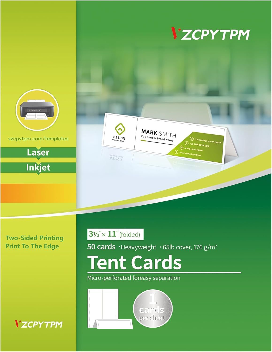 100 Tent Cards,Printable Place Card for Table Setting,2.5x8.5 Inch,Name Cards for Laser or Inkjet Printers,Wedding,Dinner Party,Buffet,50 Sheets