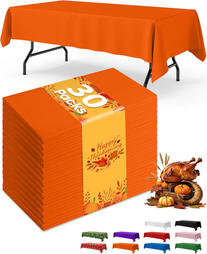 Niuara White Plastic Table Cloth - 30 Pack 54" × 108" Rectangle Disposable Tablecloths for 6FT Tables, Waterproof Table Cover for Party, Holiday & Gathering Use