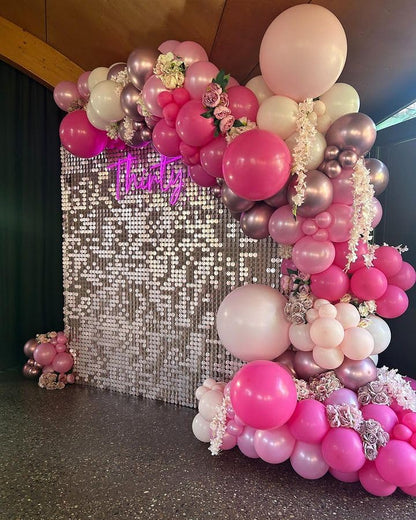 Bezente Pink Balloons Set,60pcs 12 inch Metallic Pearl Pink, Hot & Pastel Pink Latex Balloons Kit for Birthday,Wedding,Baby Shower,Princess Theme Party Decorations