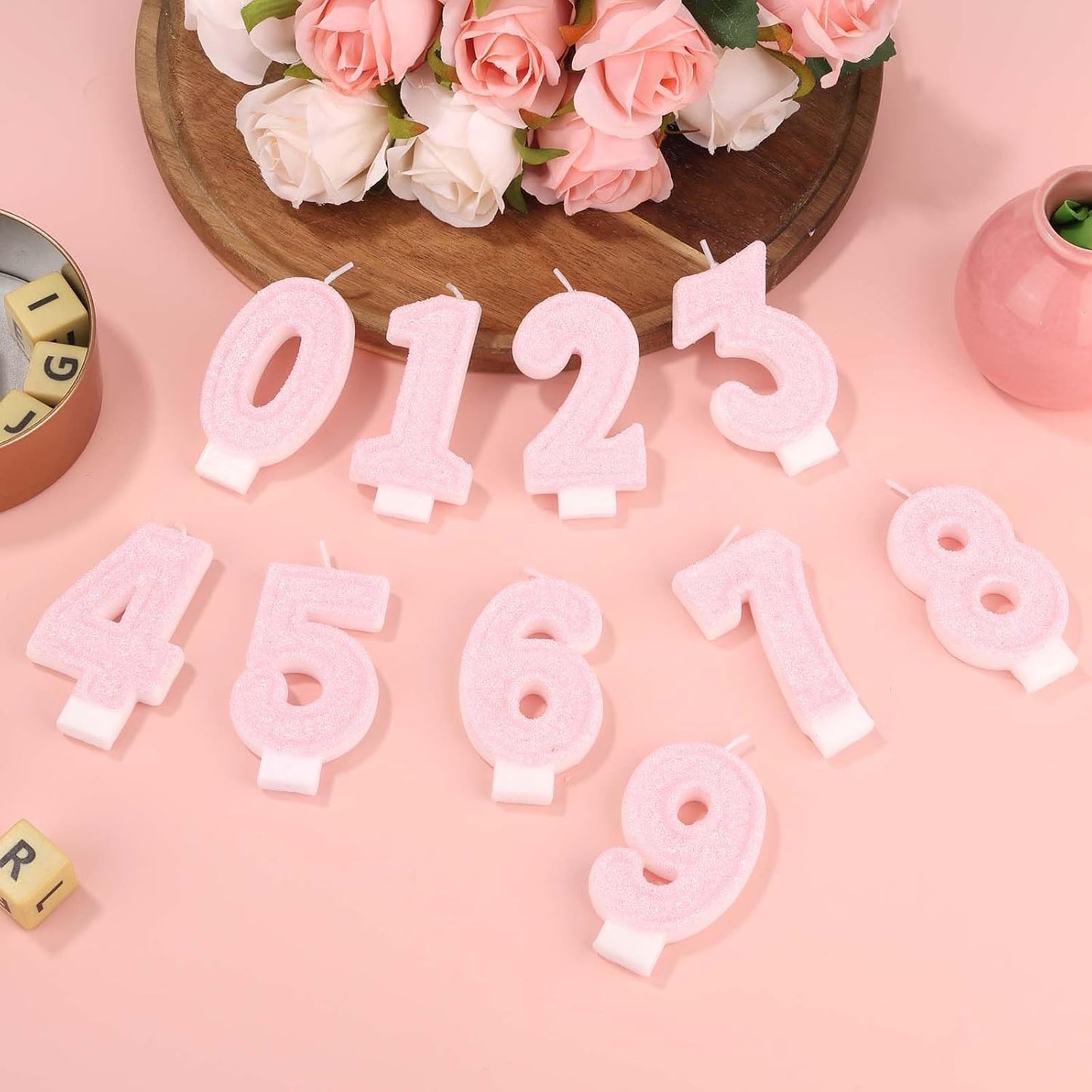 Pink Number One Birthday Candles, Romantic Cake Glitter Pink Number 1st Candles Anniversary Cake First Topper Decoration Cute Birthday Party Supplies for Wedding Anniversary Celebration Supplies (1)