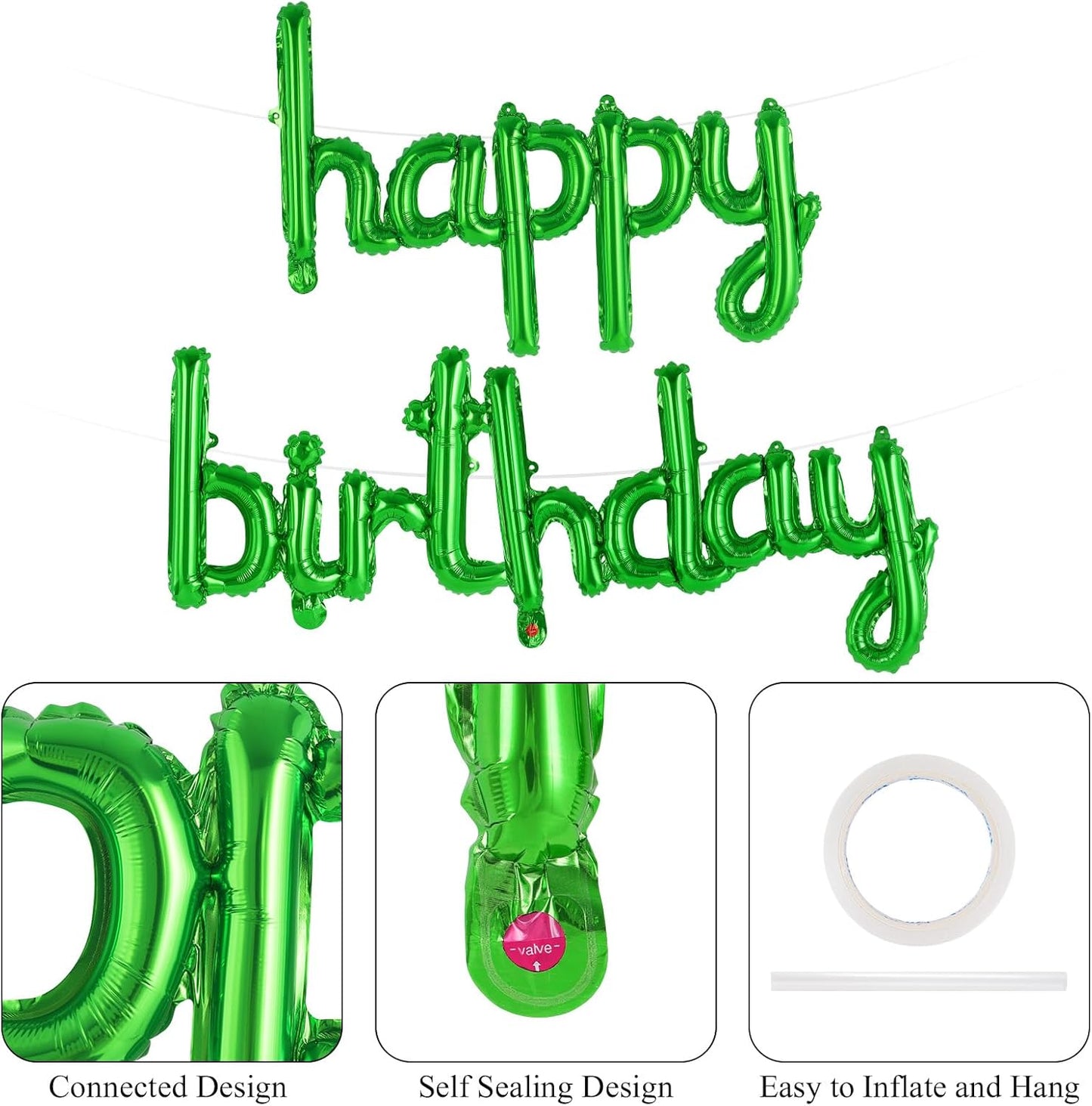 Happy Birthday Balloons Banner Foil Letters Balloons Connected, Personalized Birthday Signs for Women Men Boys Girls Birthday Party Decorations, Small Gold