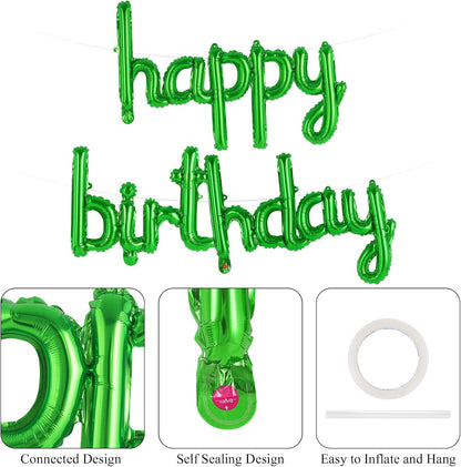 Happy Birthday Balloons Banner Foil Letters Balloons Connected, Personalized Birthday Signs for Women Men Boys Girls Birthday Party Decorations, Small Gold