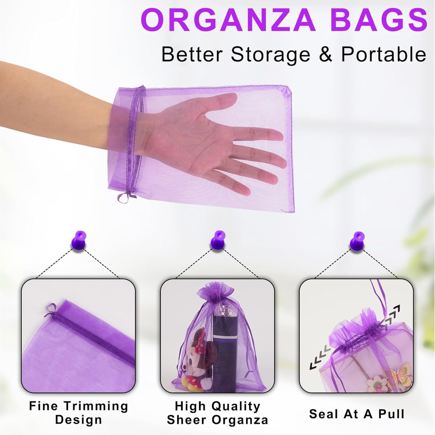 ANZNKU 50PCS Organza Bags 6x9 Large White Gift Bags for Candy Goodie Sachet Jewelry, Mesh Bag Drawstring Sheer Packaging Pouches for Wedding Favors Mother's Day Birthday Party Baby & Bridal Shower