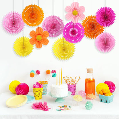 Party Hanging Paper Fans Decoration Set for Wedding Birthday Party Mother's Day Round Events Accessories Set of 8