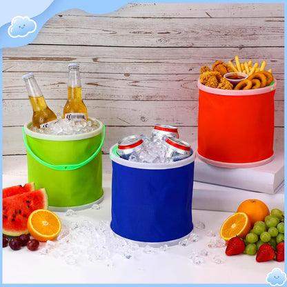 12 Pcs Ice Buckets Bulk 5 Liter Collapsible Plastic Ice Buckets for Party with Handles Portable Drink Bucket for Cocktail Bar Wine Beer Champagne Beverage Pool Wedding Camping Party Favor