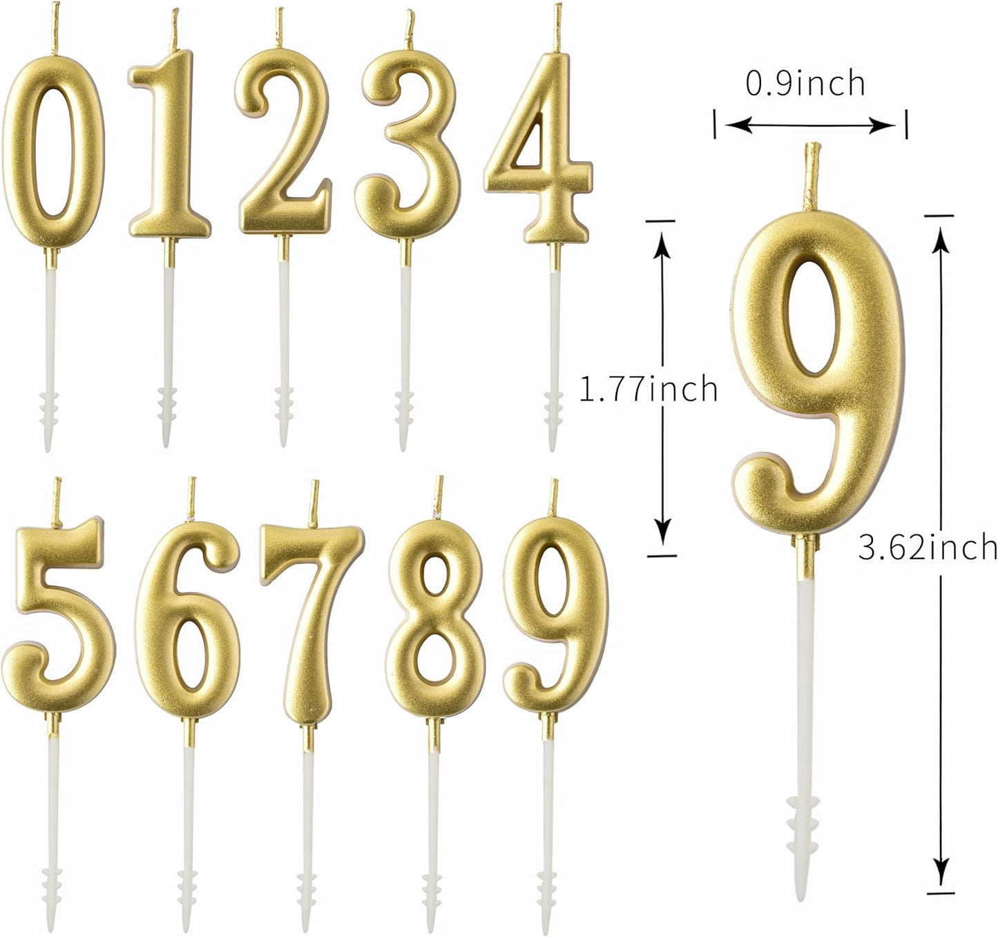 PHD CAKE 10-Pieces Pink Numeral Birthday Candles, Cake Numeral Candles Number 0-9 Glitter Cake Topper Decoration for Birthday,Wedding Anniversary,Party Celebration