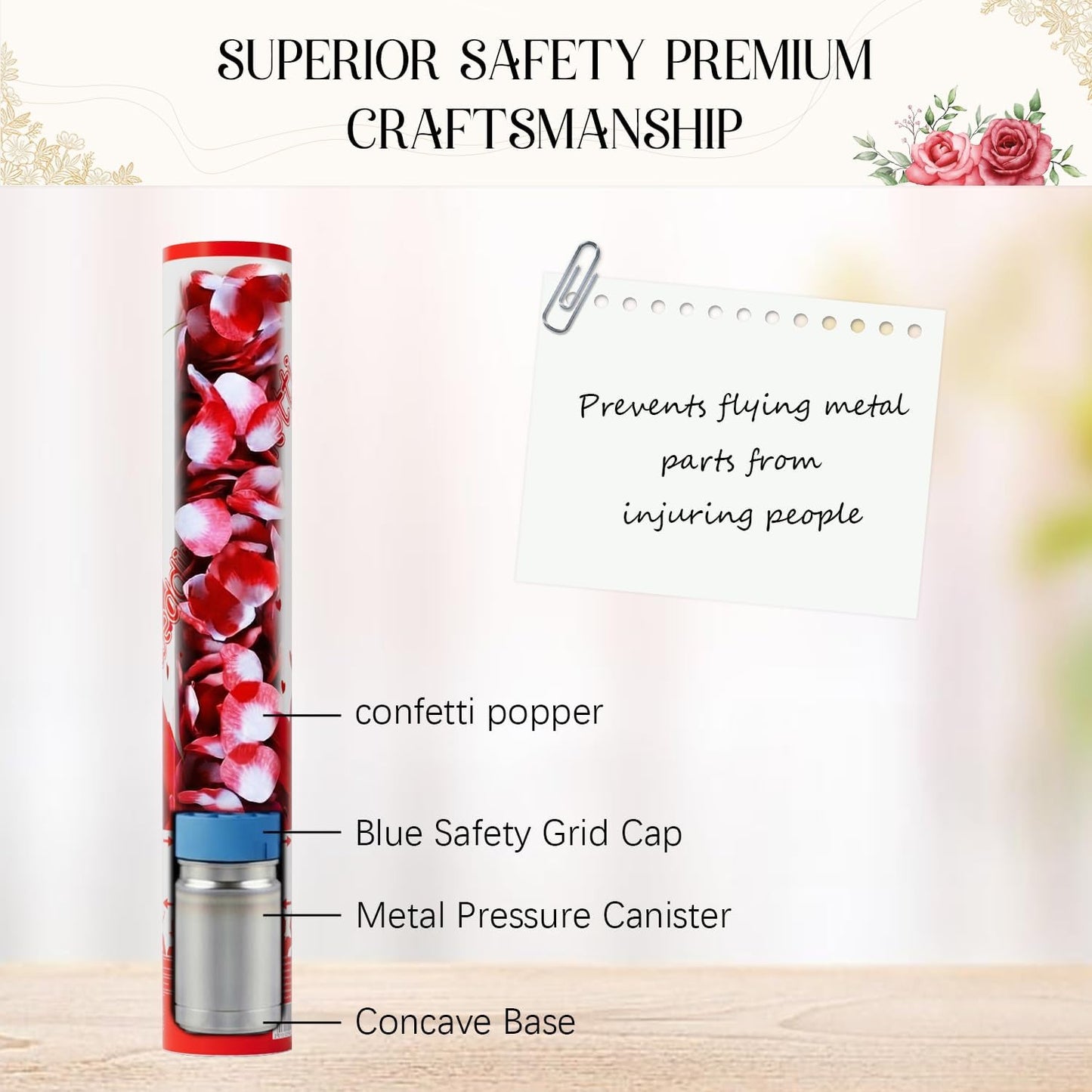 Biodegradable Confetti Cannons 12 Pack, 12" Multicolor Party Poppers for Birthday, Graduation, Wedding, Christmas, New Year & Celebration Events