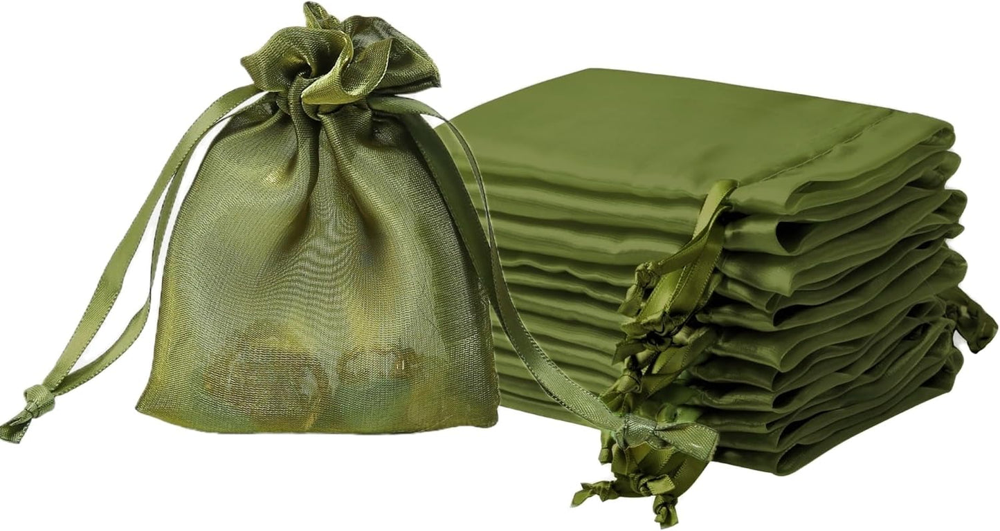 QIANF 20 Pcs Peacock Blue Small Organza Bags 3X4 inch for Wedding Favors with Drawstring, Mini Mesh Gift Bags Jewelry Pouch for Candy Bridal Shower Party Favor Baby Shower Christmas