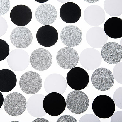 Glitter Paper Circle Dots Confetti Wedding Birthday Theme Party Table Decoration Glitter Silver, Black and White, 1.2 inch, 200pc