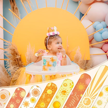 48PCS Boho Sun Party Favors Slap Bracelets Hippie Groovy Boho Sunshine First Trip Around the Sun Theme Birthday Party Decorations Supplies For Here Comes the Son Baby Shower Sun Party Supplies