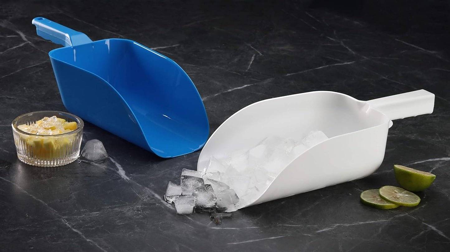 New Star Foodservice Commercial Grade Polycarbonate Plastic Utility Ice Scoop, White, 64 oz