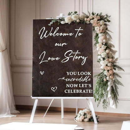 Custom Name Welcome to Our Wedding Signs Personalized Wedding Mirror Decals Selfie Mirror Decal for Wedding Entry Reception Display Golden Date Marriage DIY Vinyl Lettering Welcome Party Decoration
