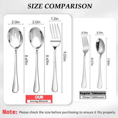 Mwellewm 17Pcs Serving Utensils, Gold Stainless Steel Serving Spoons, Slotted Spoon, Fork, Tongs, Cake Pie Server, Soup Spoon, Metal Buffet Banquet Cutlery Set for Parties Entertaining Catering
