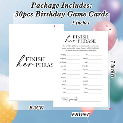 Birthday Party Games Card for Adults, 30 Pcs Ice Breaker Game Cards for Girl Bday Celebrations Decorations Supplies Favors - B01