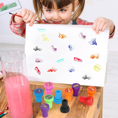 24 PCS Camp Party Favors Camping Adventure Mini Stamps Colorful Self Inking Stamps Camping Themed Party Favors for Boys Girls Student School Classroom Rewards Carnival Prizes Supplies