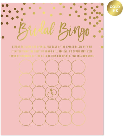 Andaz Press Blush Pink and Metallic Gold Confetti Polka Dots Bachelorette Party Bridal Shower Collection, Scavenger Hunt Game Cards, 20-Pack