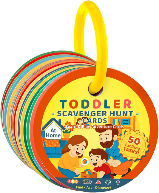 PUREFLY Indoor Scavenger Hunt Cards for Toddlers 27 pcs, Christmas Stocking Stuffers, Birthday Gifts for 2 3 Year Old Kids, Learning Games for Boys and Girls Ages 2-3
