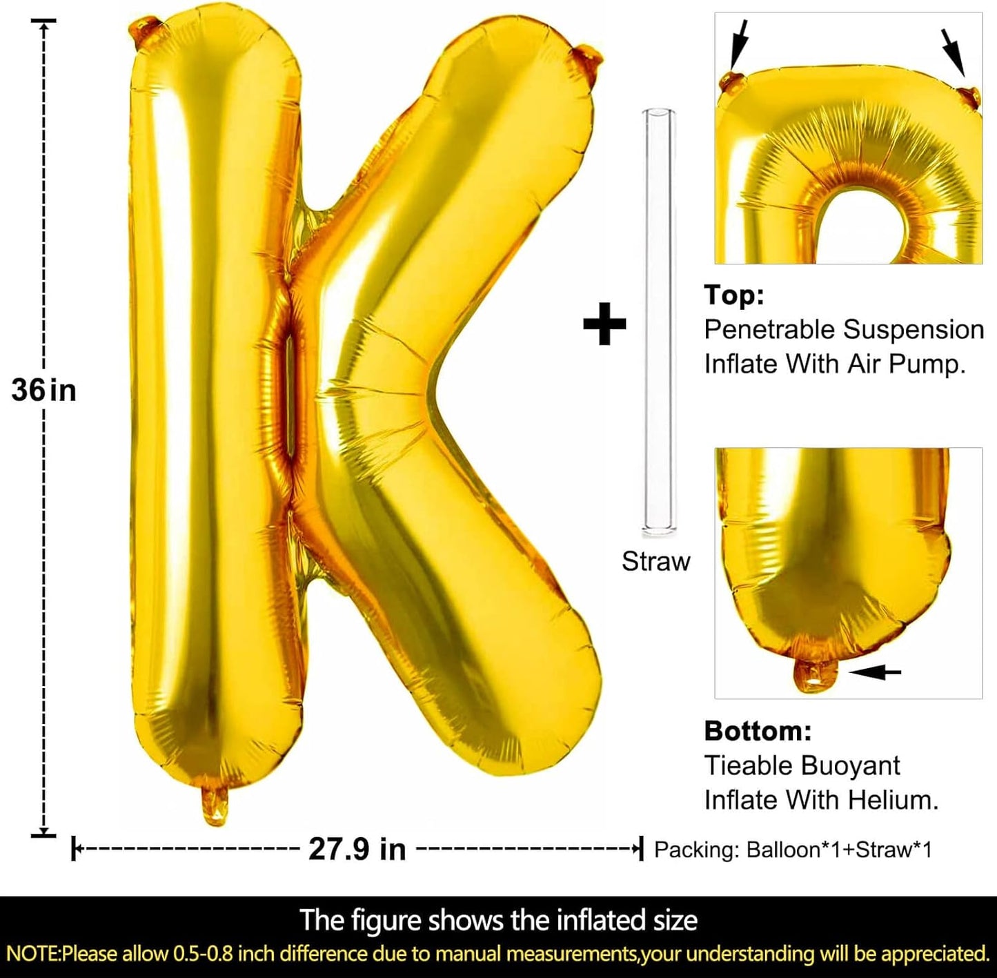 Lovoir 40 Inch Large Gold Letter A Balloons Big Size Jumbo Mylar Foil Helium Balloon for Birthday Party Celebration Decorations Alphabet Gold A
