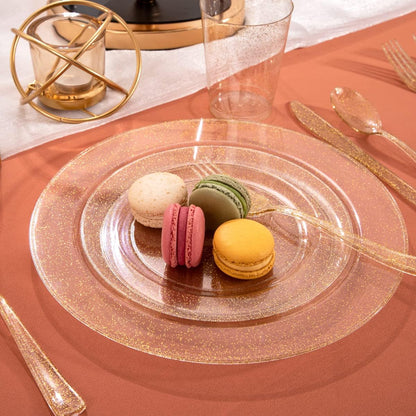 I00000 102 Pieces Gold Plastic Plates, Disposable Party Plates White Gold Rim, 51 Disposable Gold Dinner Plates 10.25 Inch and 51 Disposable Dessert Appetizer Elegant Fancy Wedding Plates 7.5 Inch