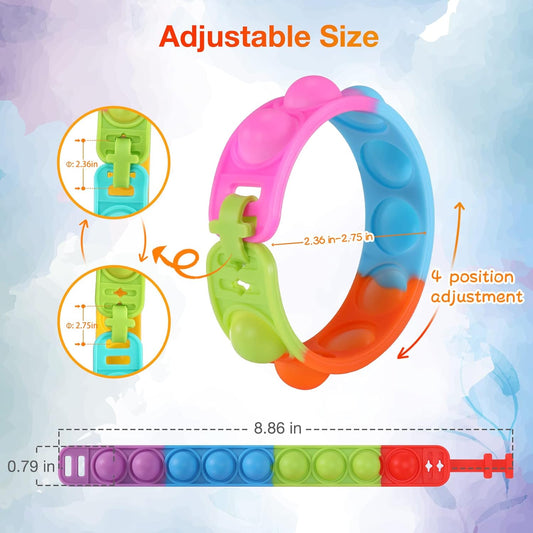 Kids Party Favors Pop Fidget Toys Bulk Its 24 Packs Fidget Bracelet It Birthday Party Favors for Goodie Bags Stuffers for Kids Classroom Prizes Poppers End of Year Student Gifts Girls Boys Trinkets