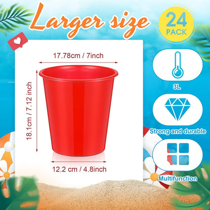 Layhit 24 Pcs Plastic Ice Buckets for Parties 3 Liters Wine Bucket Portable Ice Holder Disposable Wine Cooler for Party Wedding Party Beverages Champagne Soda and Beer (Gold)