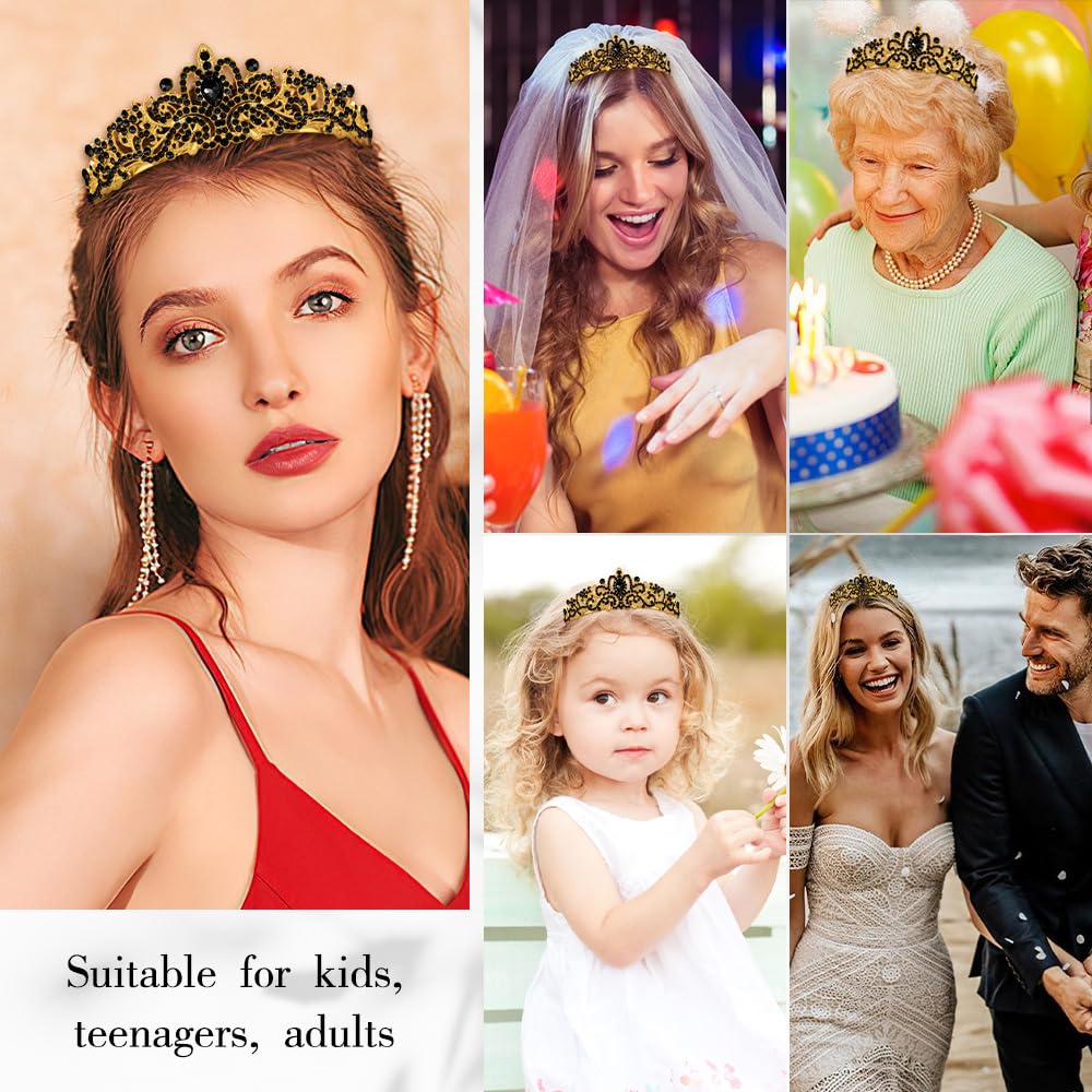 Birthday Sash for Women,Birthday Crown Tiaras for Women,Gold Rhinestone Queen Sash and Crown Tiara Headband for Party Decorations