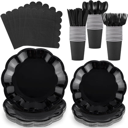 NatNarr 175 Pcs Sage Green Plates and Napkins Set, 25 Guest Sage Green Party Supplies Include Scalloped Paper Plate Napkin Cup Forks Knives Disposable Plastic Cutlery for Wedding Baby Shower Birthday