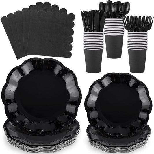 NatNarr 175 Pcs Sage Green Plates and Napkins Set, 25 Guest Sage Green Party Supplies Include Scalloped Paper Plate Napkin Cup Forks Knives Disposable Plastic Cutlery for Wedding Baby Shower Birthday