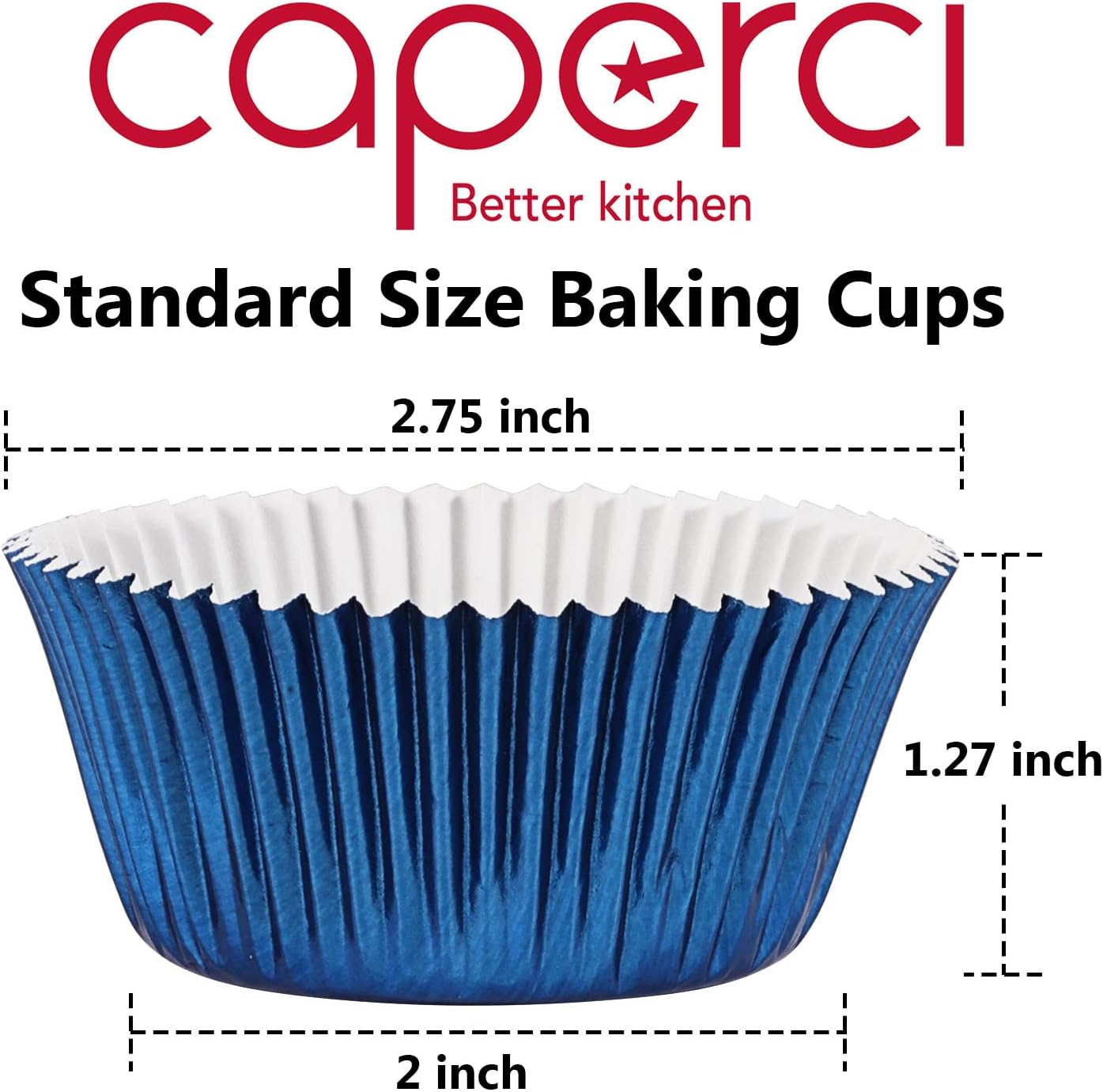 Caperci Standard Cupcake Liners Gold Foil Muffin Baking Cups 150-Pack - Premium Greaseproof & Sturdy Cupcake Papers