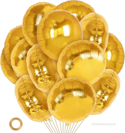 20 Pcs Black Round Shaped Balloons,18 Inch Round Foil Balloon,Giant Round Mylar Balloon Helium Balloons for Birthday Party Baby Shower Wedding Decorations (Black)