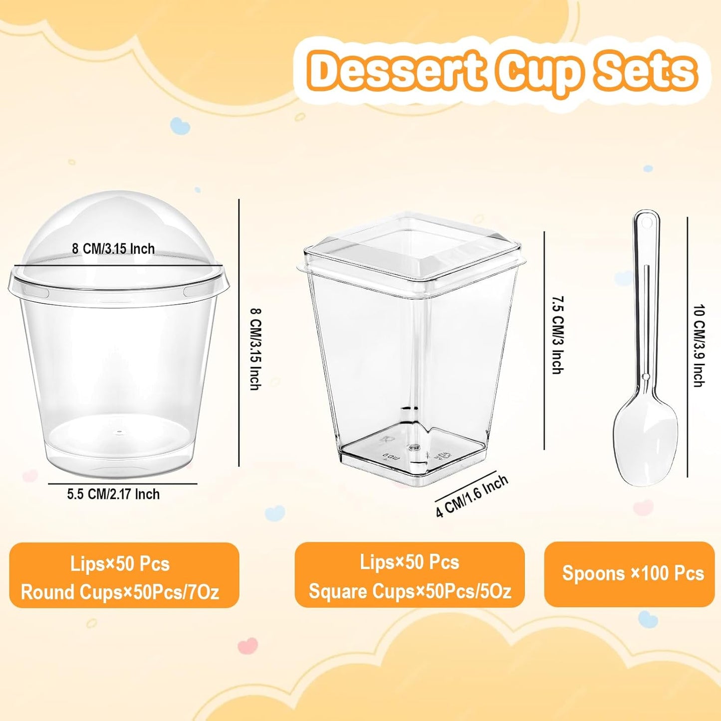 LifeIdeas 380 Pack Mini Dessert Cups with Spoons and lids, 5 oz Mini Clear Parfait Cups, Shooters Cups for Party, Round Yogurt Cups, Reusable Fruit Ice Cream Cake Pudding Cups