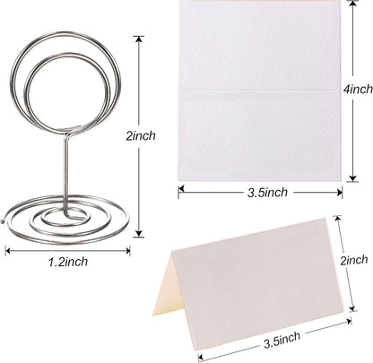 Toncoo 24 Pcs Premium Mini Place Card Holders and 24 Pcs Place Cards, Small Table Card Holder, Cute Table Number Holders, Photo Picture Holders for Centerpieces, Wedding, Party, Birthday