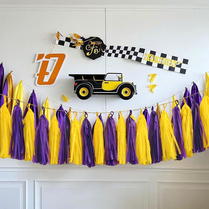 Tassel Garland Tissue Paper Tassel Banner,Tassels Party Decorations for Wedding,Birthday,Bridal/Baby Shower,Pack of 15 (Burgundy/Black/Silver)