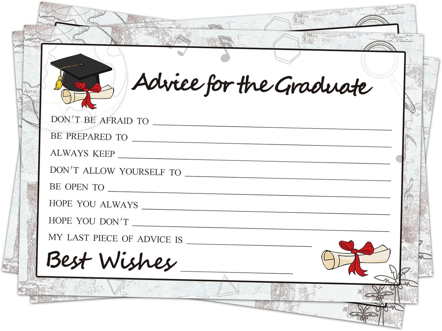 Graduation Advice Cards - 50-Pack Graduate Party Supplies 2026 Advice for the Graduate Decorations Party Favors Table Games Personalized Graduations Cards