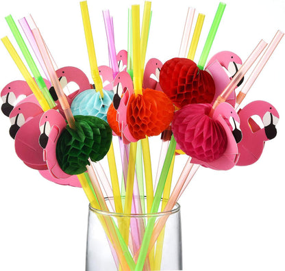 ALINK 50 Umbrella Parasol Drinking Straws, Hawaiian Beach Cocktail Luau Party Decorations Supplies