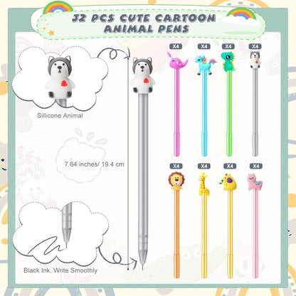 Colarr 64 Pcs Inspirational Mini Notebook with Pens Bulk Cartoon Animal Pens Funny Motivational Pocket Notebooks Animal Party Favors for Coworker Teacher Staff Stocking Stuffers