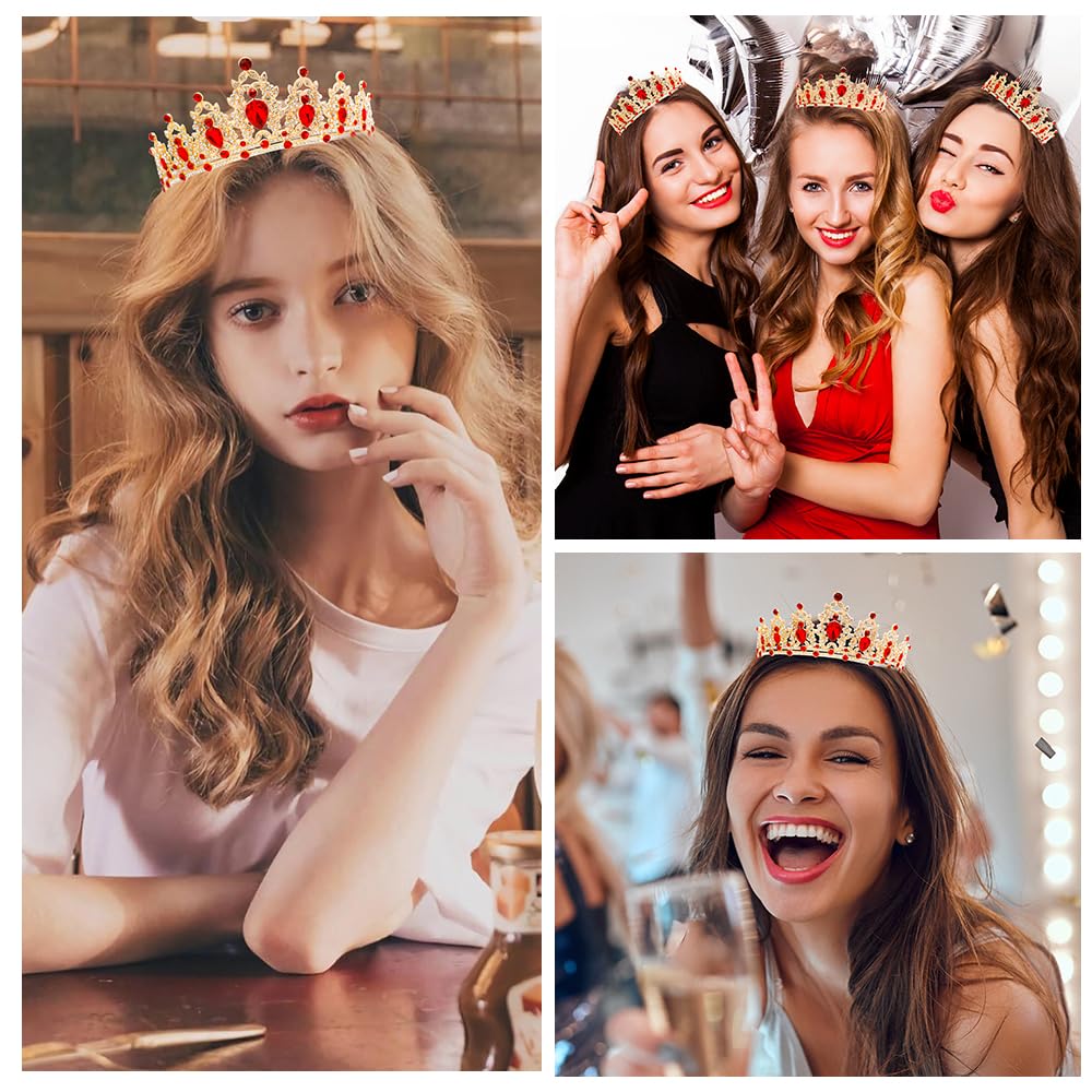Silver Birthday Crown Headband with Sash for Women - Rhinestone Tiara for Birthday Parties