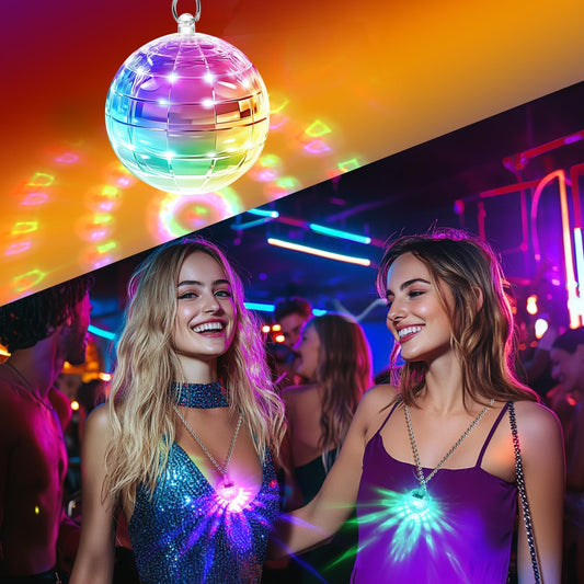 Light Up LED Necklaces for Women - 16 Color Changing USB Rechargeable Flashing Pendant, Disco Party Rave Festival Jewelry, Electronic Light Up Necklace