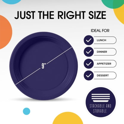 Exquisite Party Solids Red Plastic Plates For Party Supplies 10" Red Disposable Plates Heavy Duty 50 Pcs Plastic Dinnerware Sets Heavy Duty 350 GSM Disposable Dinnerware Set