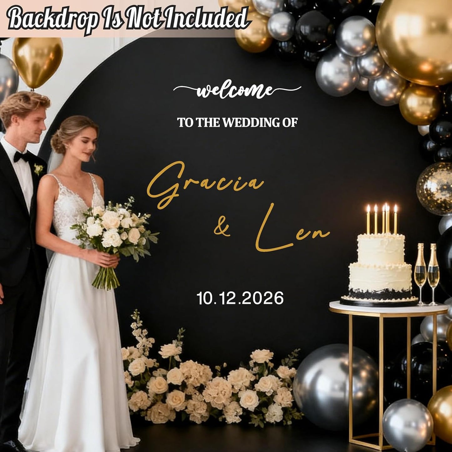 Custom Name Welcome to Our Wedding Signs Personalized Wedding Mirror Decals Selfie Mirror Decal for Wedding Entry Reception Display Golden Date Marriage DIY Vinyl Lettering Welcome Party Decoration