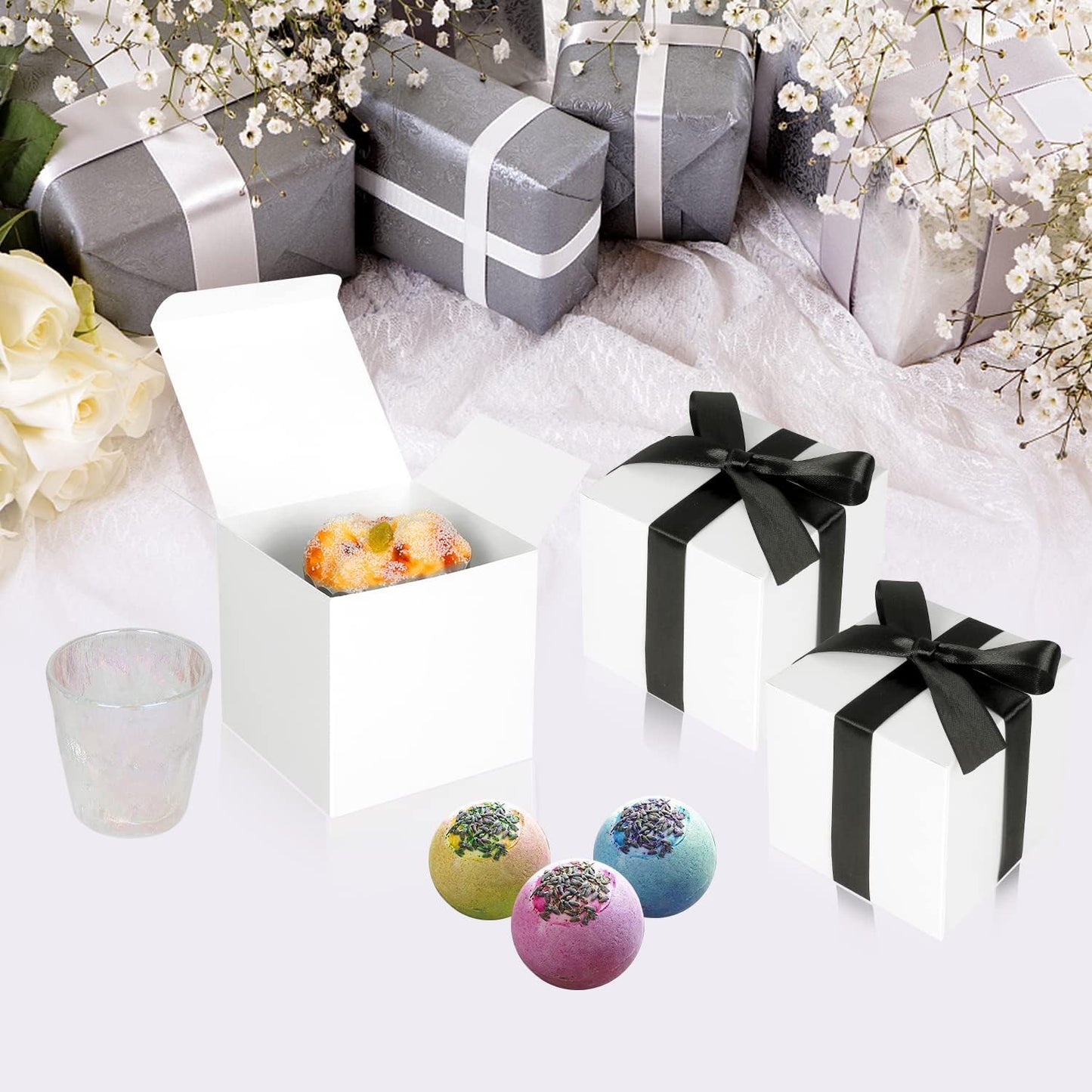 100 Pack Small Gift Boxes, 2x2x2 Inches Favor Boxes Gold Paper Gift Boxes with Lids for Presents, Crafting, Cupcake Boxes, Gifts, Candy Boxes for Wedding Party Bridal Shower Baby Shower Favors